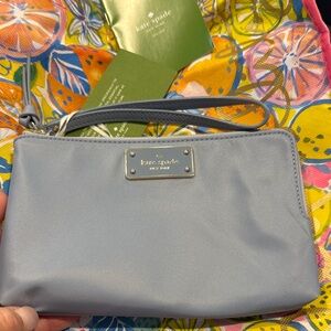 kate spade Light Blue/GrayWristlet with Gold Zipper